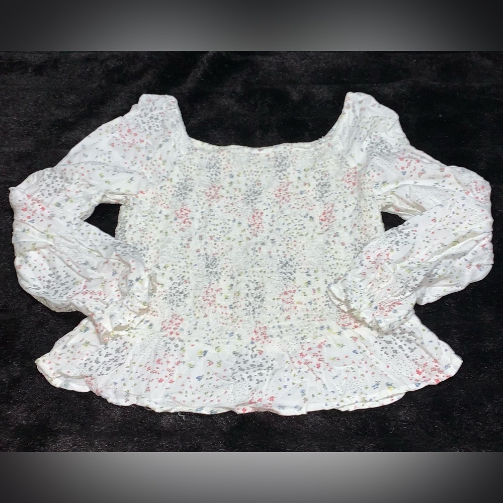 Elegant Floral Print 2XL Blouse Smocked - Picture 5 of 8